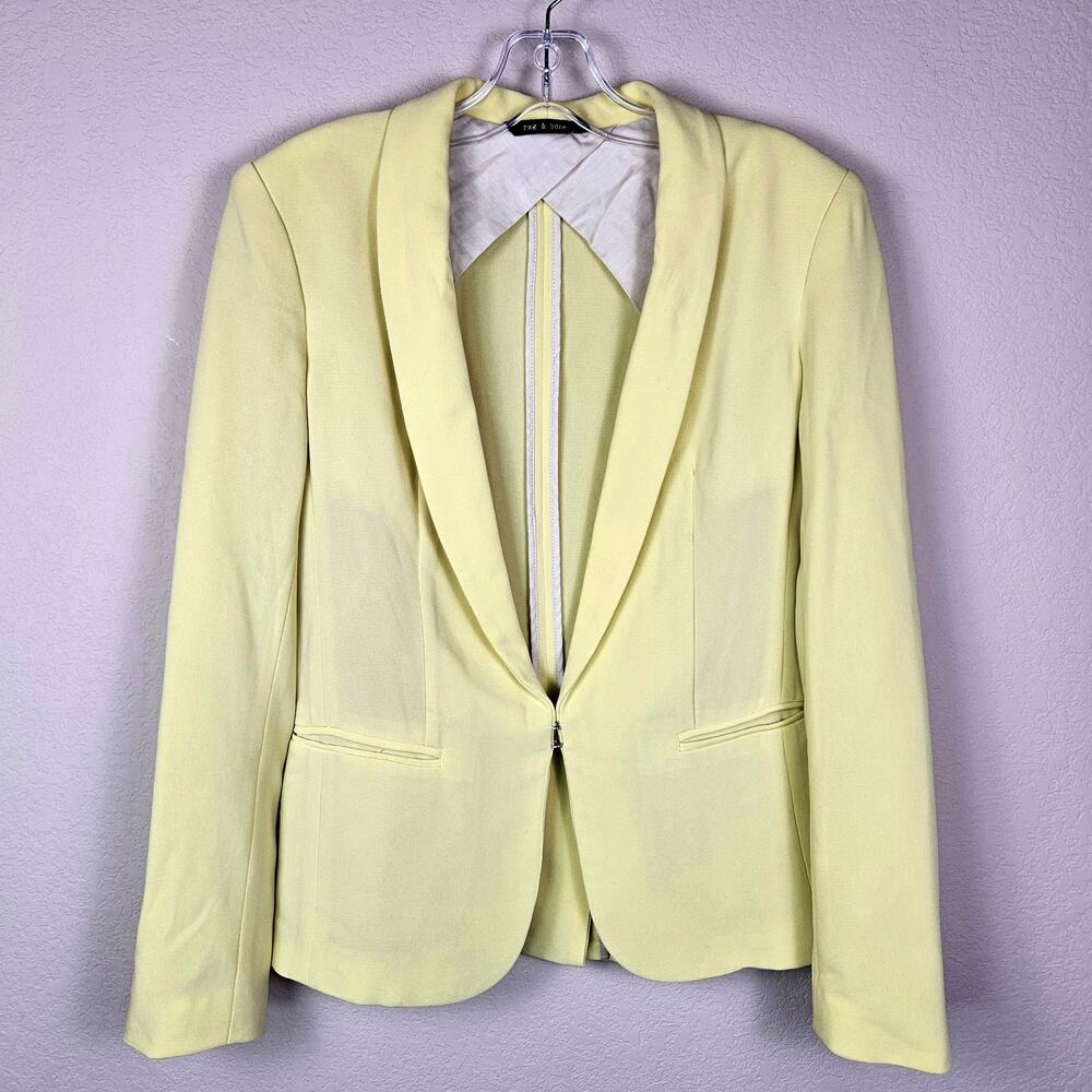 Rag & Bone Tuxedo Blazer Jacket Womens 2 XS Crepe Yellow Formal Spring Wedding
